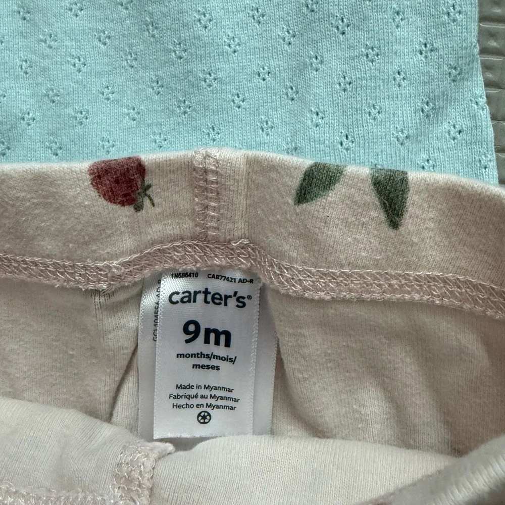 Okie Dokie|Baby girl summer set,Mint Flutter Sleeve eyelet Top & Floral Leggings